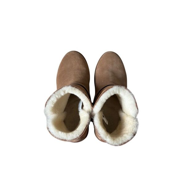 UGG Romely Short Buckle Suede Boots size 8 Tan Pull On Chestnut Sheepskin - Picture 7 of 13